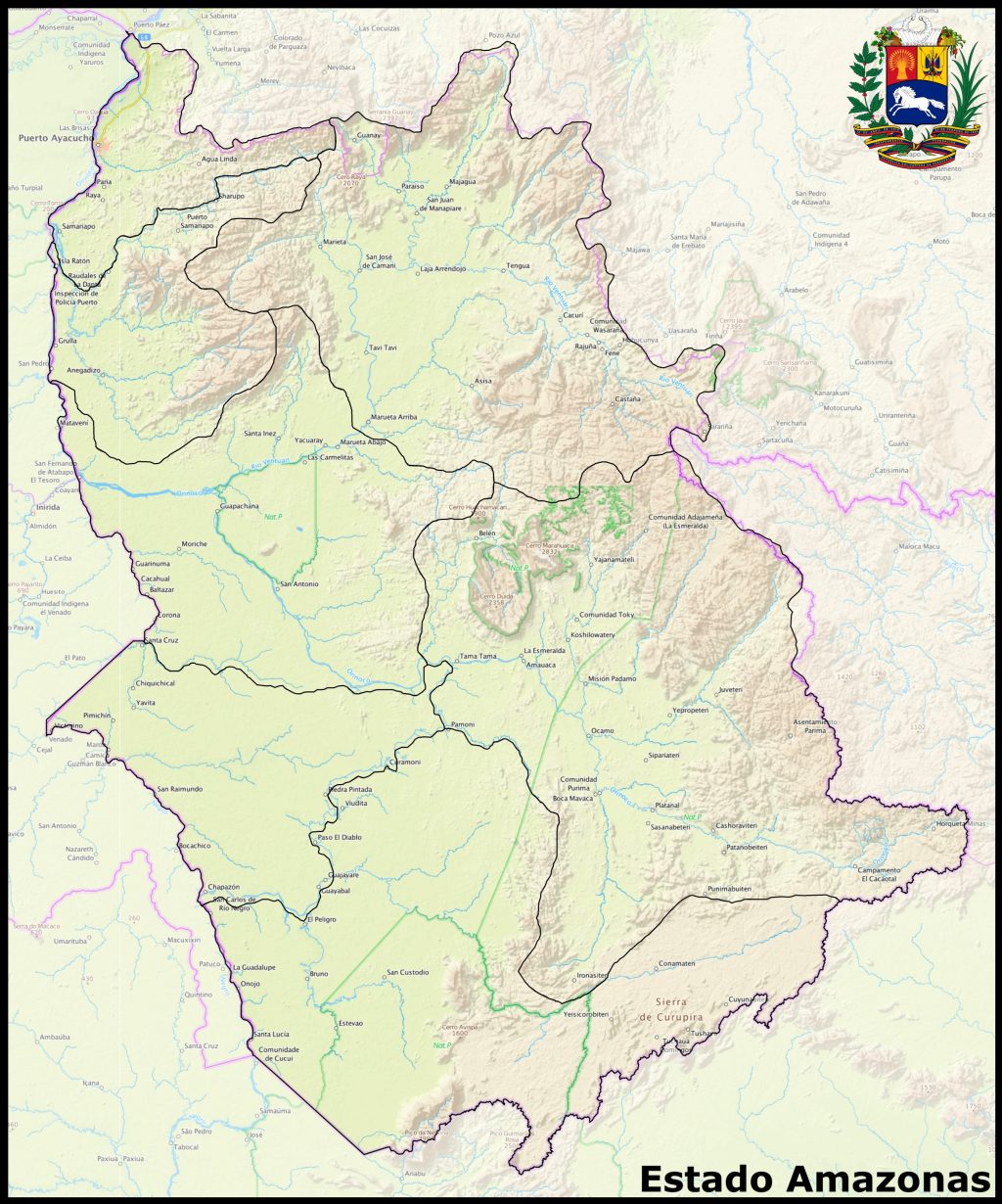 Mapa del estado Amazonas (Venezuela).