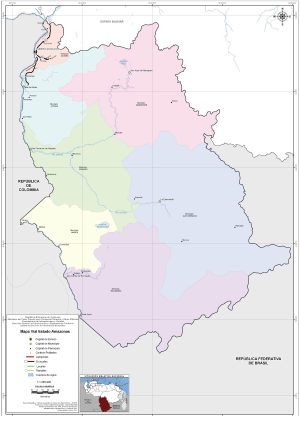 Mapa de carreteras del estado Amazonas (Venezuela)