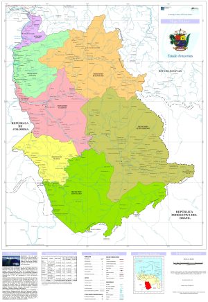 Mapa pol&iacute;tico del estado Amazonas (Venezuela)