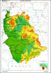 Mapa topogr&aacute;fico del estado Amazonas (Venezuela).