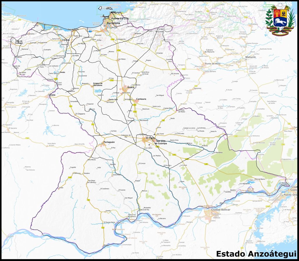 Mapa del estado Anzo&aacute;tegui.