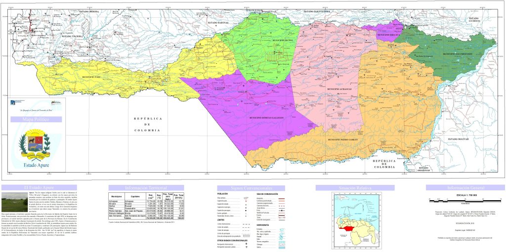 Mapa pol&iacute;tico del estado Apure.