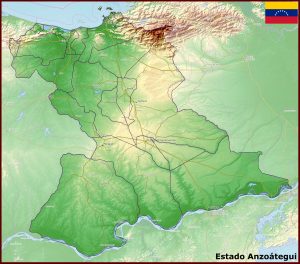 Mapa f&iacute;sico del estado Anzo&aacute;tegui