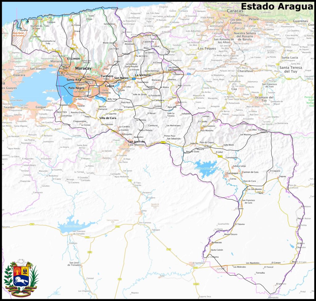Mapa del estado Aragua.