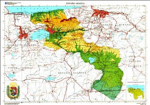 Mapa topogr&aacute;fico del estado Aragua.