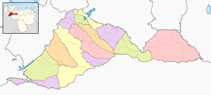 Mapa mudo coloreado del estado Barinas.