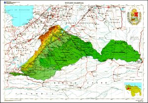 Mapa topogr&aacute;fico del estado Barinas.