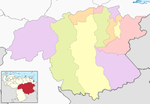 Mapa mudo coloreado del estado Bolívar (Venezuela). Mapa mudo coloreado del estado Bolívar (Venezuela).