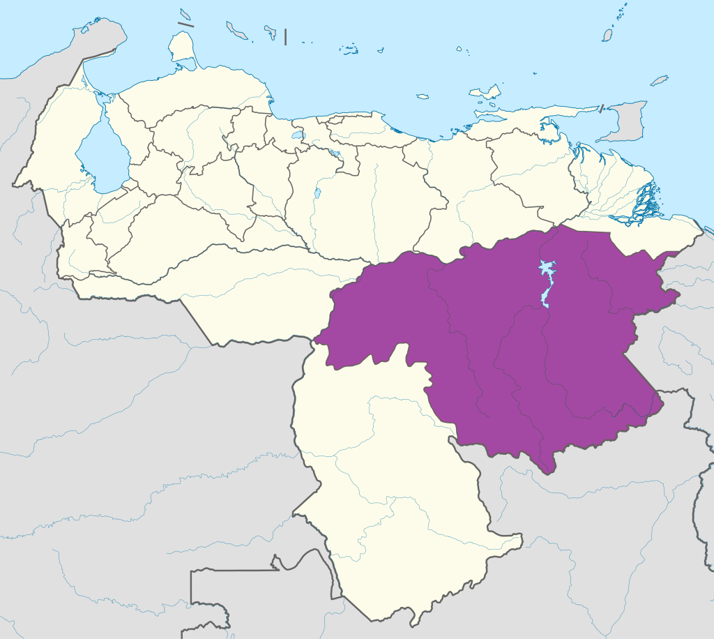 Mapa de ubicaci&oacute;n del estado Bol&iacute;var en Venezuela.