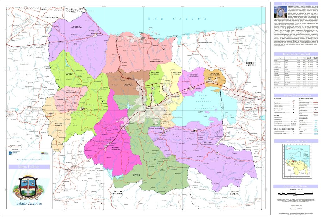 Mapa pol&iacute;tico del estado Carabobo.