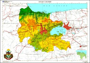 Mapa topogr&aacute;fico del estado Carabobo.