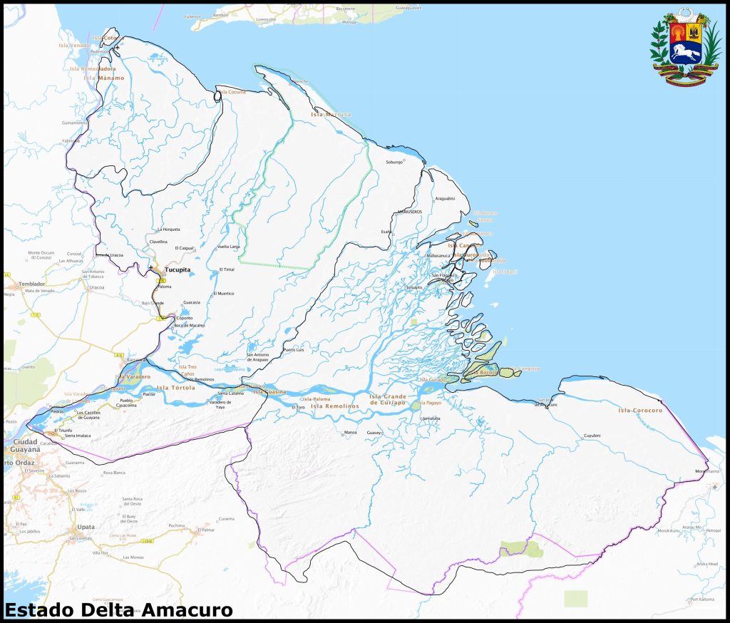 Mapa del estado Delta Amacuro.