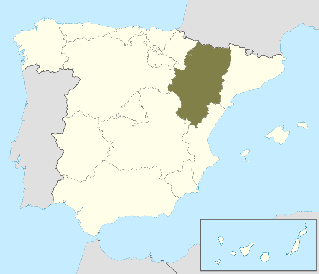 Mapa de ubicación de Aragón.