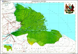Mapa topogr&aacute;fico del estado Delta Amacuro.