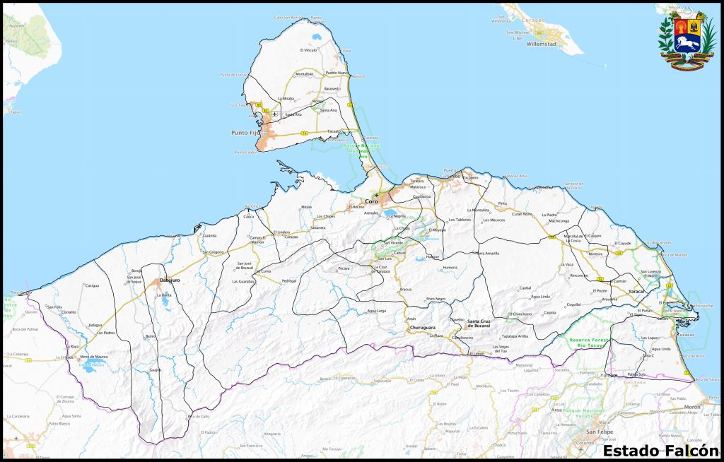 Mapa del estado Falc&oacute;n.