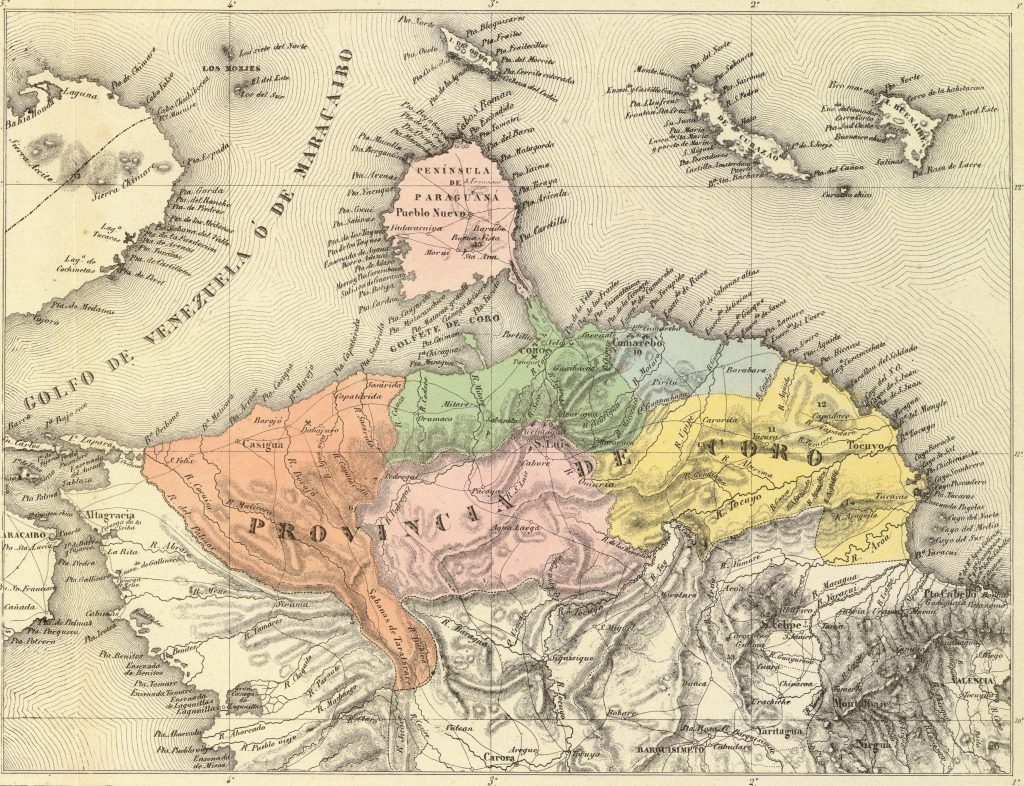 Mapa de la Provincia de Coro en el a&ntilde;o 1840.