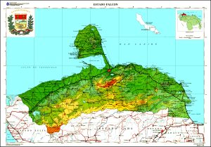 Mapa topogr&aacute;fico del estado Falc&oacute;n.