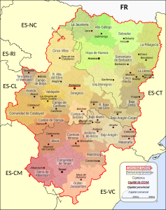 Mapa comarcal de Aragón.