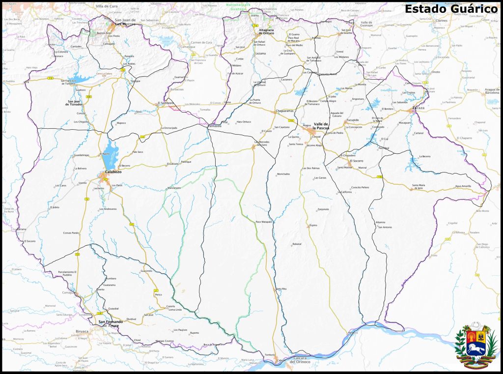 Mapa del estado Gu&aacute;rico.