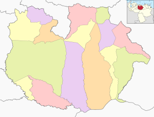 Mapa mudo coloreado del estado Gu&aacute;rico.
