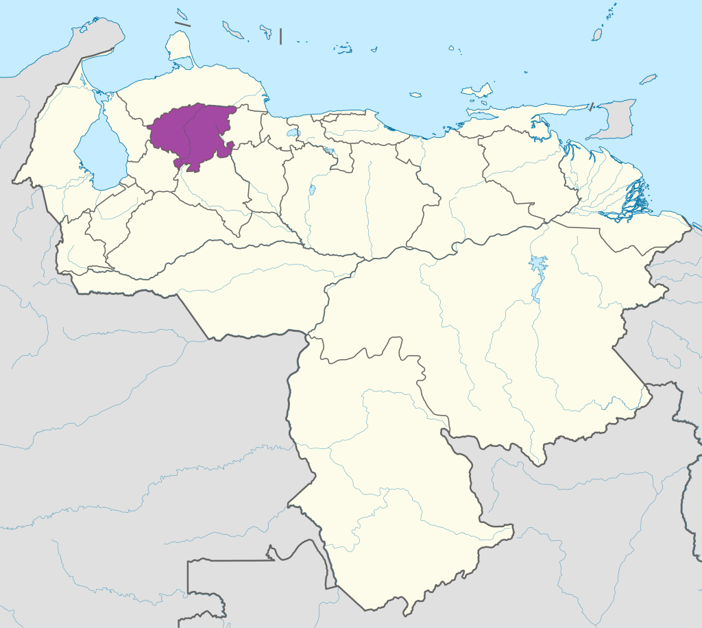 Mapa de ubicaci&oacute;n del estado Lara en Venezuela.