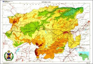 Mapa topogr&aacute;fico del estado Lara.