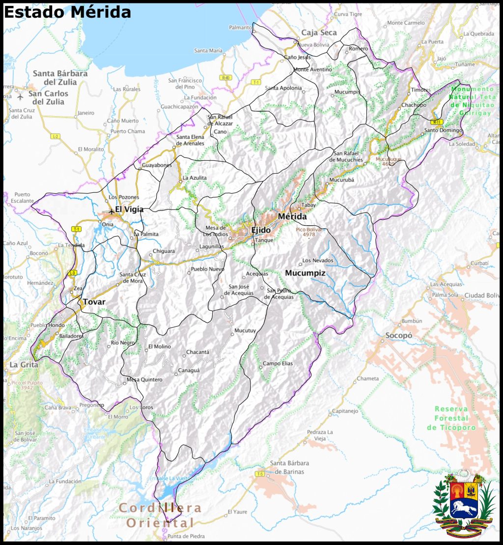 Mapa del estado M&eacute;rida.