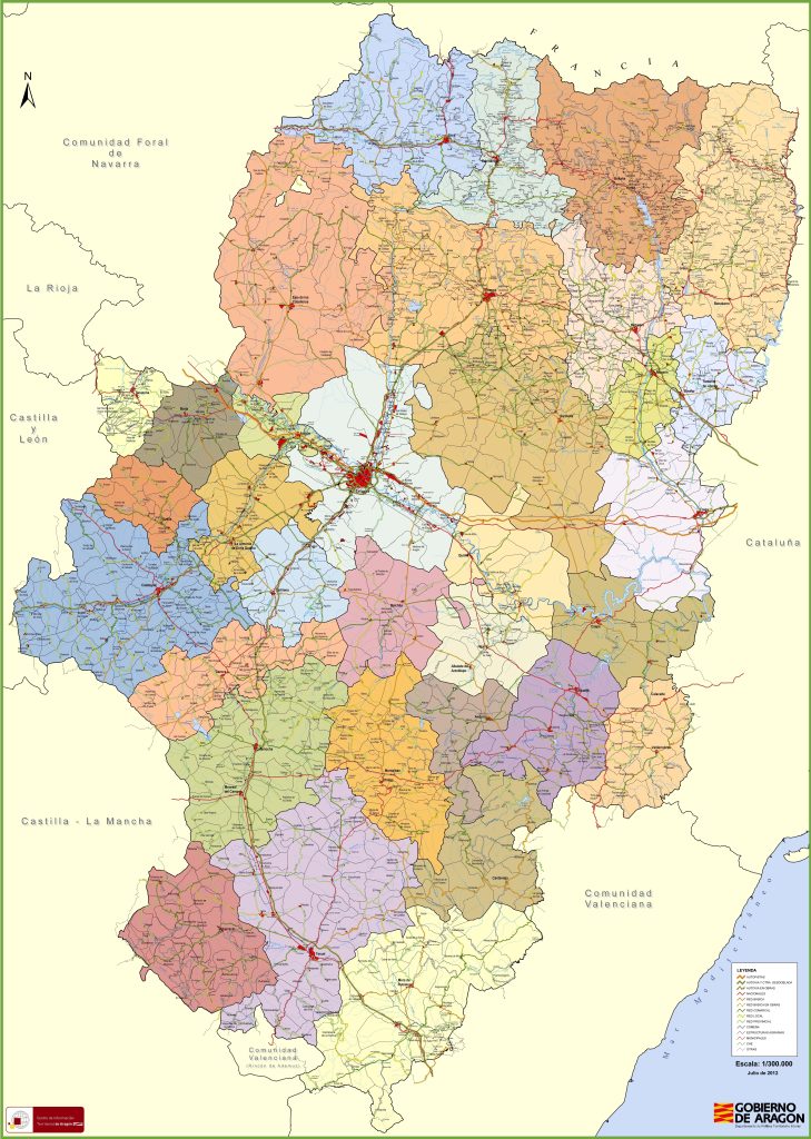 Mapa de las principales ciudades de Aragón.