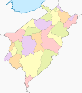 Mapa mudo coloreado del estado M&eacute;rida.