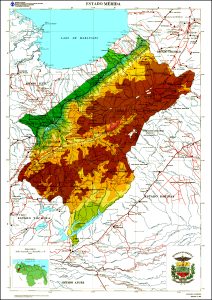 Mapa topogr&aacute;fico del estado M&eacute;rida.