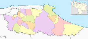Mapa mudo coloreado del estado Miranda.