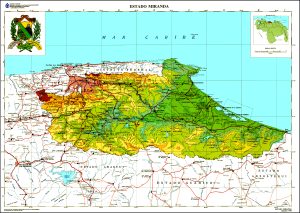 Mapa topogr&aacute;fico del estado Miranda.