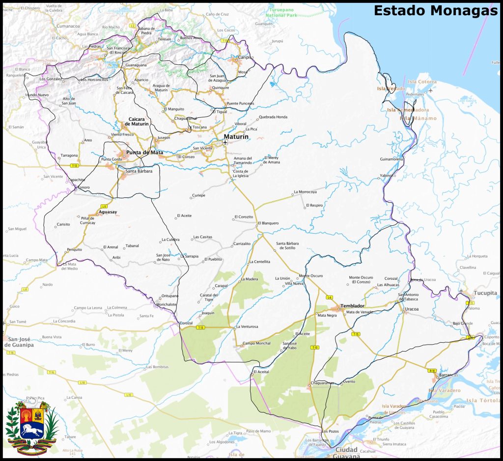 Mapa del estado Monagas.