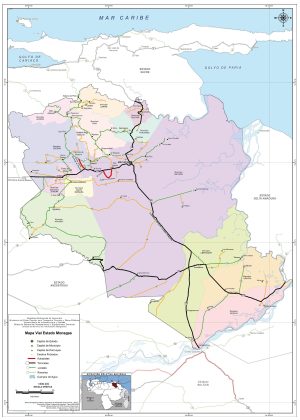 Mapa de carreteras del estado Monagas