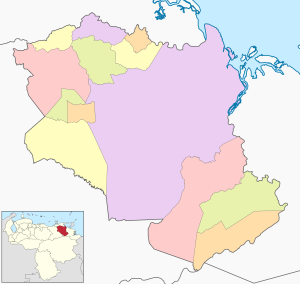Mapa mudo coloreado del estado Monagas.