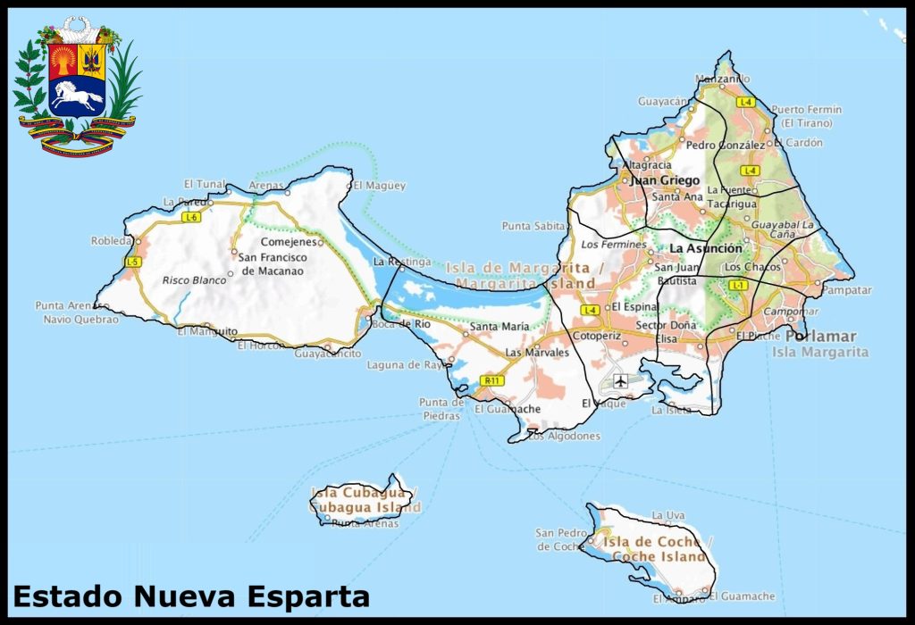 Mapa del estado Nueva Esparta.