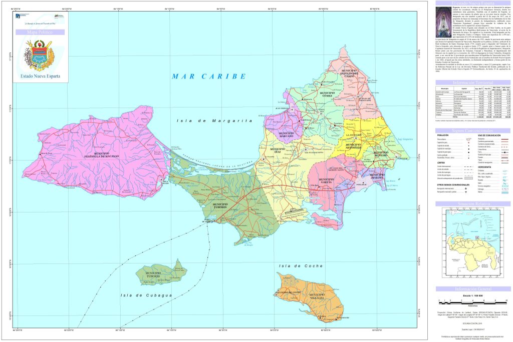 Mapa pol&iacute;tico del estado Nueva Esparta.