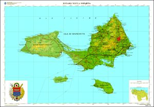 Mapa topogr&aacute;fico del estado Nueva Esparta.
