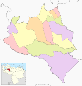 Mapa mudo coloreado del estado Portuguesa.