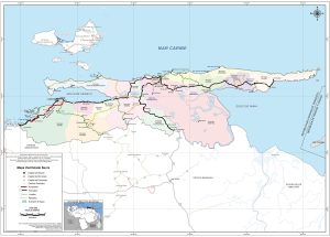 Mapa de carreteras del estado Sucre (Venezuela)