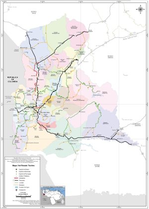 Mapa de carreteras del estado T&aacute;chira