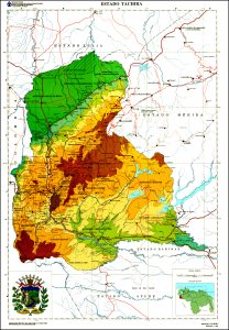Mapa topogr&aacute;fico del estado T&aacute;chira.