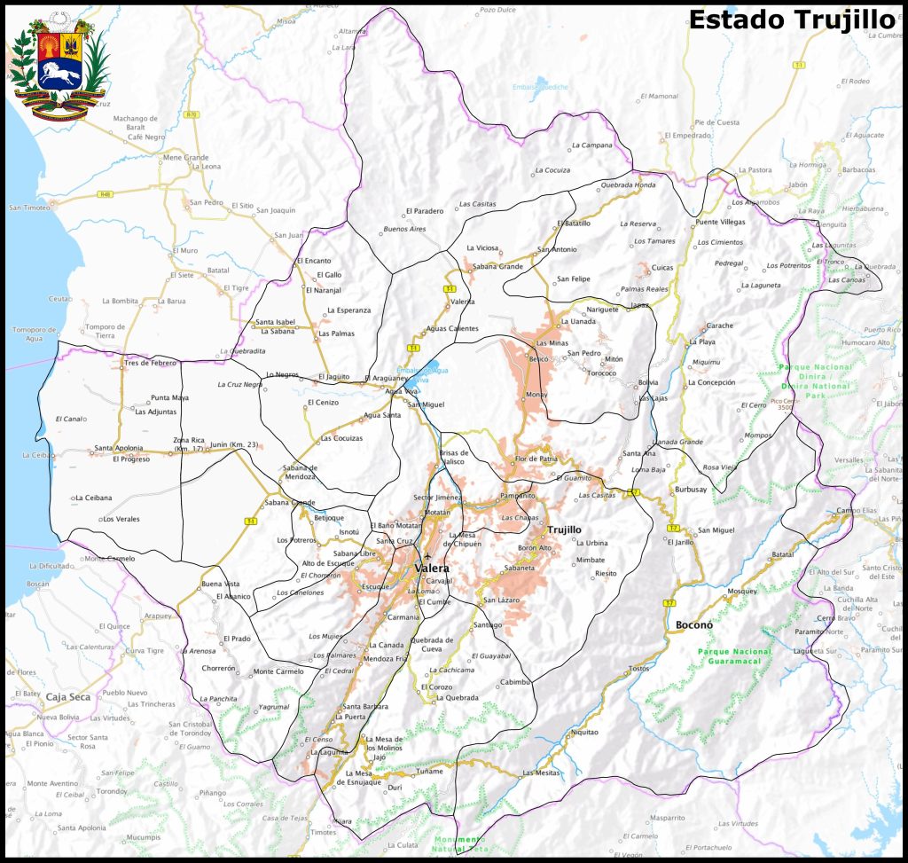 Mapa del estado Trujillo.