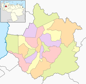Mapa mudo coloreado del estado Trujillo.