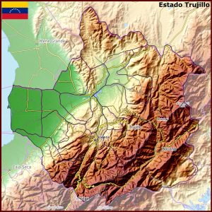 Mapa f&iacute;sico del estado Trujillo