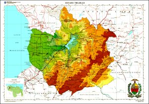 Mapa topogr&aacute;fico del estado Trujillo.