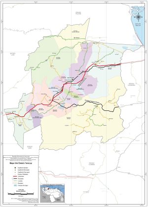 Mapa de carreteras del estado Yaracuy