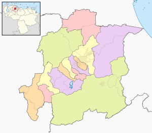 Mapa mudo coloreado del estado Yaracuy.