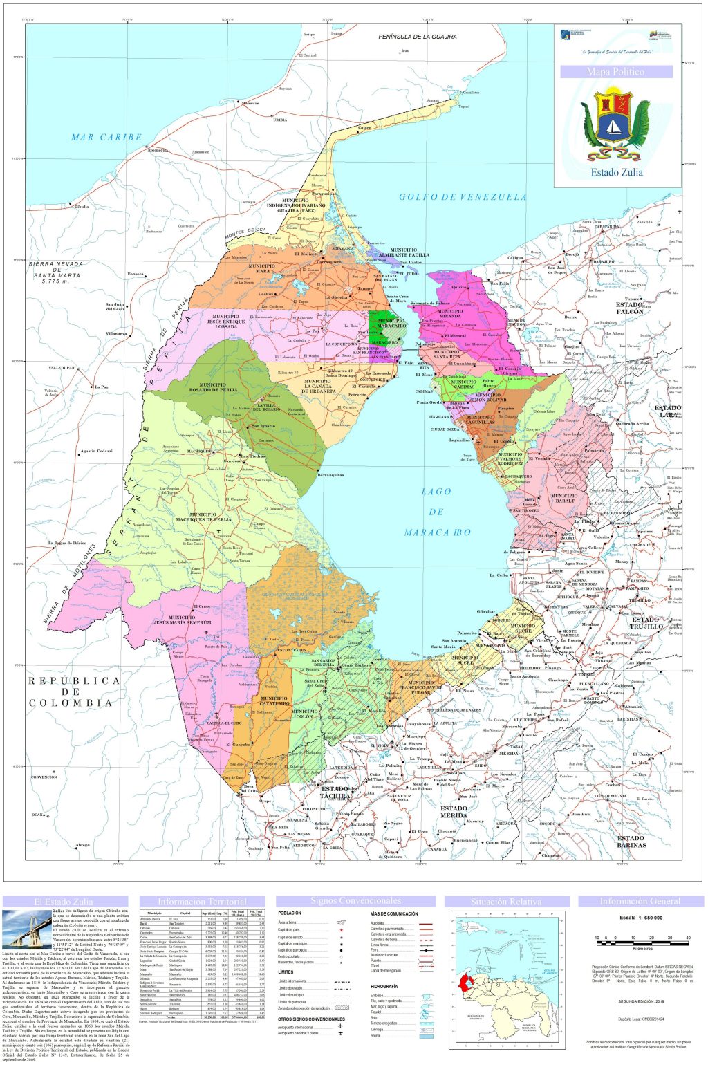 Mapa pol&iacute;tico del estado Zulia.