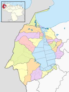 Mapa mudo coloreado del estado Zulia.